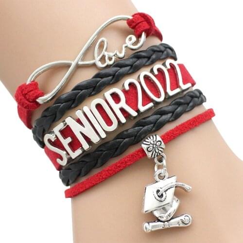 Senior 2022 Graduate Charm Bracelets Graduation Gift 2022 2023 Trencher Cap Square College Cap Diploma Women Men Jewelry
