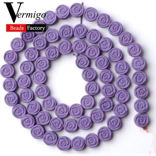 Natural Purple Flowers Nanotech Rubber Hematite Stone Beads For Jewelry Making 6mm Spacer Beads Diy Bracelets Accessories 15