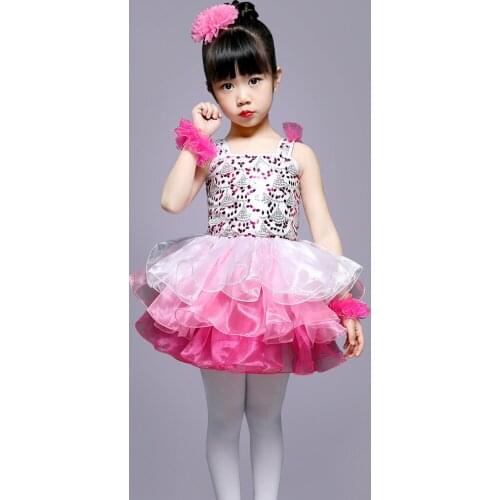 Childrens costumes sequined gauze girls sling pettiskirt childrens dance show performance chorus princess dress