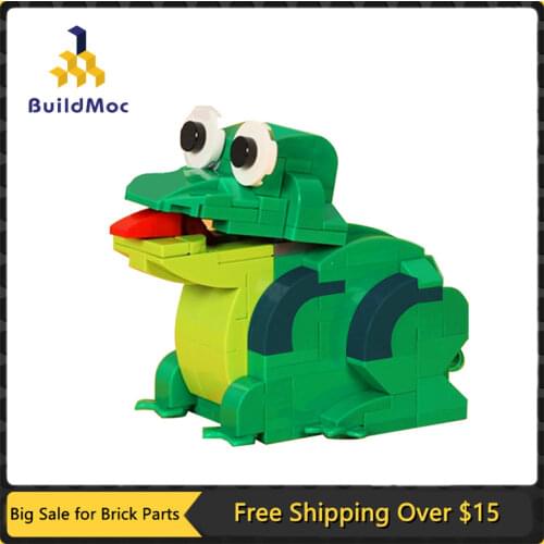 MOC-72315 Mechanical Green Frog Building Blocks Bouncing Animal Frog Mini Animals Insect Killer Model Toy Children Birthday Gift