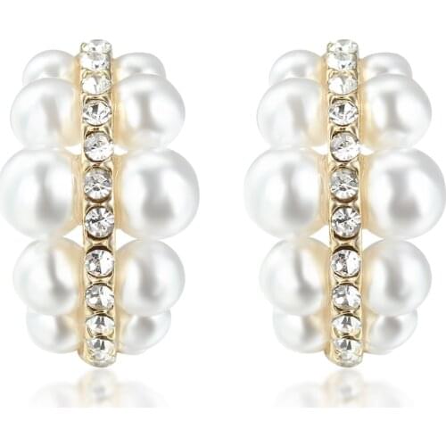 Double Row Fashion Glamour Pearl Earrings Alloy Earrings Ladies Earrings Banquet Wedding Gift For Girlfriend
