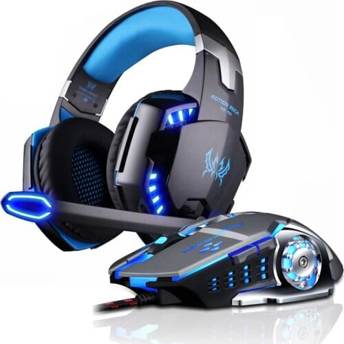 2020 Bass Gaming Headphone Stereo Over-Ear Game Headset Earphone with Mic LED Light for PC Gamer+6 Button Pro Gaming Mouse