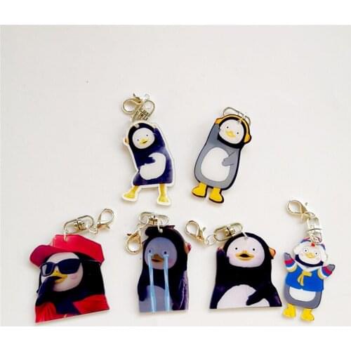 Korean Creative Cartoon Penguin Pendant Keychain Keyring With Small Card Bag Clothes Accessories For Birthday Gifts B62