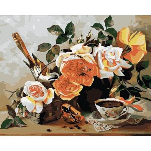 MaHuaf-i491 Bird Peony pomegranate Still life DIY oil painting by numbers on canvas nordic decoration picture for living room