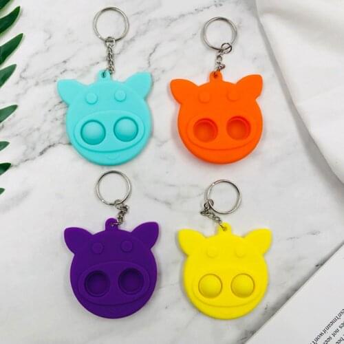 Fashion Cartoon Pig Push Bubble Pendant w/Keychain Sensory Squeezing Toy Anti-stress Relaxing fidget Toys Stress Relieve#20