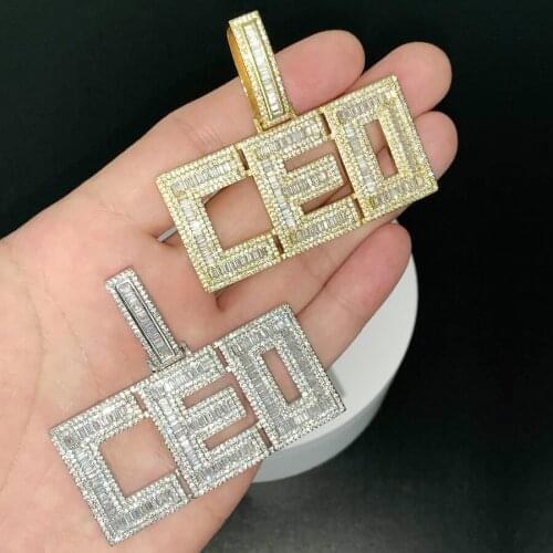 Wholesale Hip Hop Mens Bling 5A Cubic Zirconia CZ CEO Pendant Necklace Iced Out Bling Boss Jewelry Gift Rope Tennis Chain