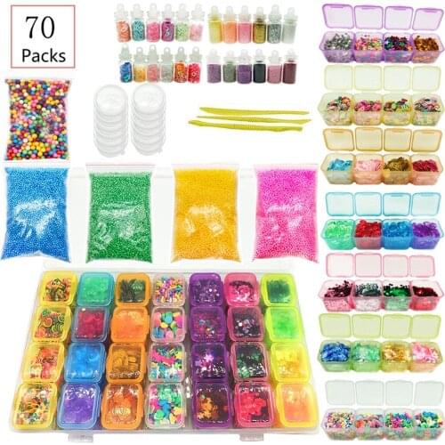DIY Slime Kit Supplies Clear Crystal Slime Making Kit Slime Foam Beads Glitter suit childrens handmade material suit L0224