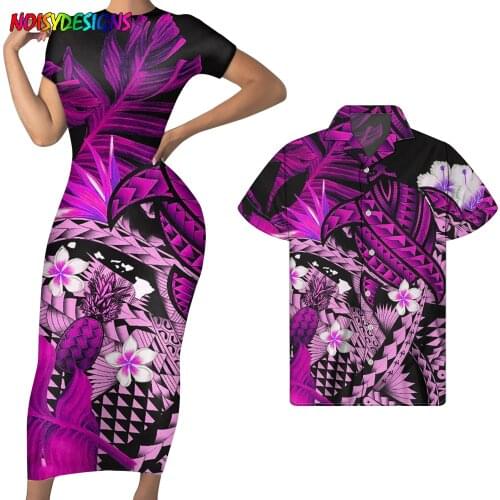 NOISYDESIGNS Hawaiian Plumeria Pineapple Print Dress 2021 Pencil Dresses Short Sleeve Womens Dresses Sukienka Letnia Damska