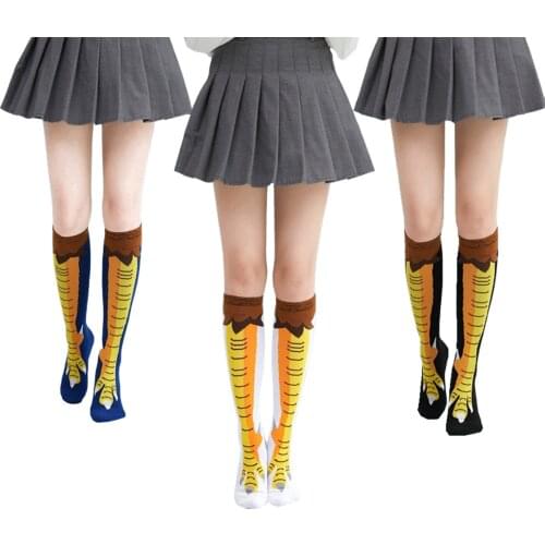 2021 New Funny 3D Chicken Toe Feet Socks Creative Cartoon Animal Thigh Socks With Chicken Print toe Women Men Feet Thigh Socks