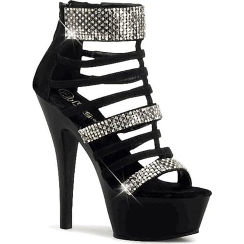 New fashion of the black sequins 15cm high heels, platform, pole dancing/performance/banquet wedding sandals
