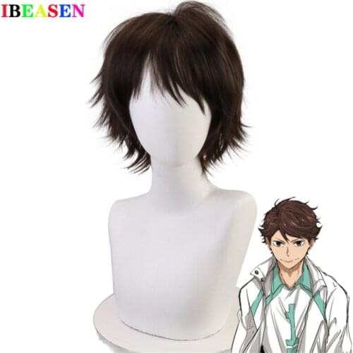 Oikawa Tooru Wig Short Dark Brown Wig Anime Haikyuu Karasuno High School Volleyball Club Cosplay Hair Synthetic Cosplay Wig 30cm