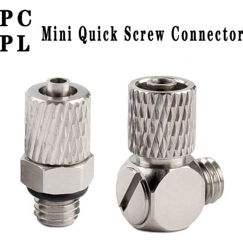 All copper miniature quick-tightening joint PC through 4-M5 M6 PL right angle elbow 6-M5 M6 external thread with sealing ring