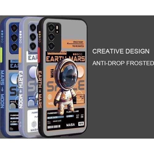 Cartoon Astronaut Pattern Phone Case For OPPO Reno 6 Liquid Side Printing Silicone Shockproof Cover For OPPO Reno 6 Pro