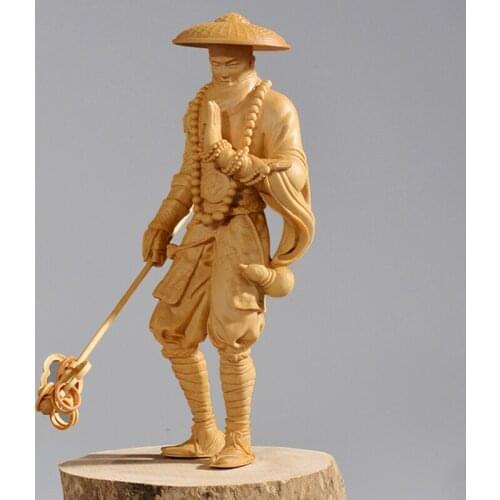 Boxwood carving Holiday gift MONK Woodcarving handicraft
