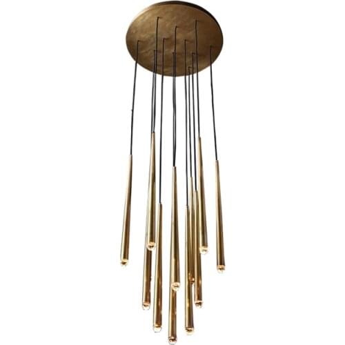 Luxury Copper Chandelier Cable Chandelier Lighting RH Loft Led Suspension lamp For Living Room Home Lustre Handing Lamp CA003