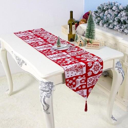 Christmas Home Accessories Kitchen Polyester Elk Printed Table Flag Festive Decoration Home Tablecloth
