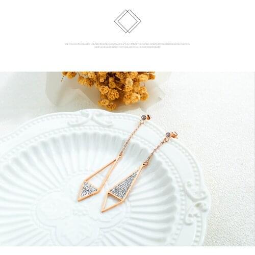 Diamond Zircon Earrings Titanium Steel Tassel Earrings For Women Elegant Jewelry