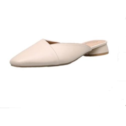 Slippers female net red summer new thick heel with half drag tide fashion half-outs wear Baotou sandals