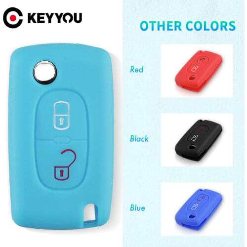 KEYYOU 2 Buttons For Peugeot 107 207 307 307S 308 407 607 For Citroen C2 C3 C4 C5 C6 C8 Silicone Remote Key Case Protect Cover