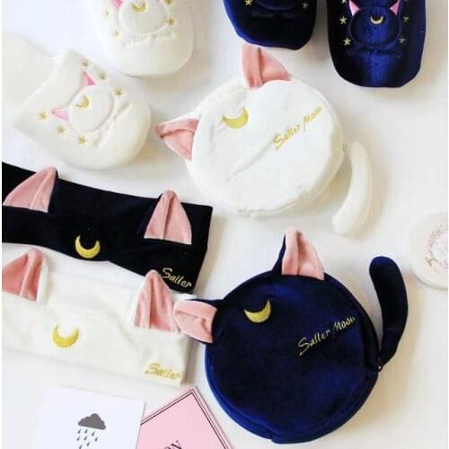Cute Plushed toy cat purse Soft cat bag Silent moon design storage bag cosmetic package travel storage bag