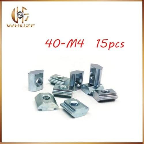 T slot 15pcs/lot t Nut Block Square nuts M4 for 4040 Aluminum Profile Slot Zinc Coated Plate Aluminum connector Accessories