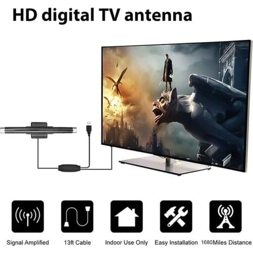 Kebidu 4K HDTV Antenna 36dB Digital TV Antenna HD Build-In Amplifier Booster Indoor HDTV 1080P Antenna set LED Light Design
