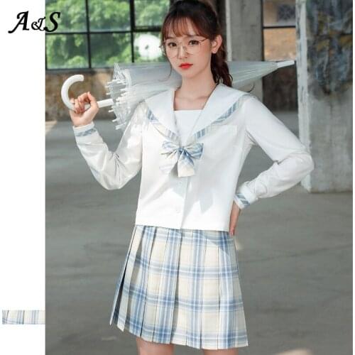 Anbenser Japanese Blue JK Uniforms College Middle School Students Sailor Uniforms School JK Uniforms Cospaly Students Clothing