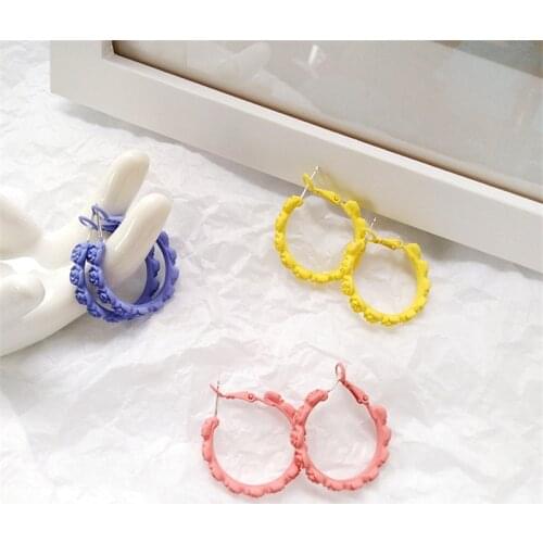 South Korea personality delicate round colorful candy earrings fashion aesthetic tide female street snap students earrings