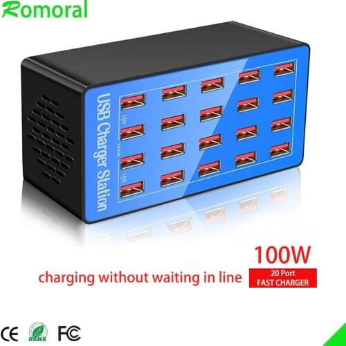 Multi USB Charger 20 Ports USB Fast Charging Desktop Charger Station For Huawei Samsung Xiaomi iPad iPhone