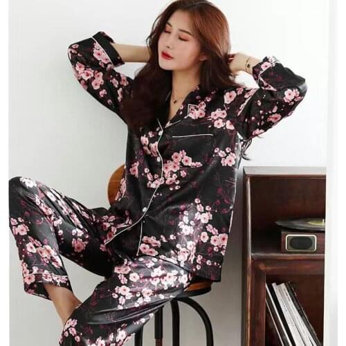 Rayon Belt Pajamas Set Women Sexy Print Summer Female Pyjamas Full Sleeve Shirt 2Piece/Set Stitch Lingerie Home Mom Sleepwear