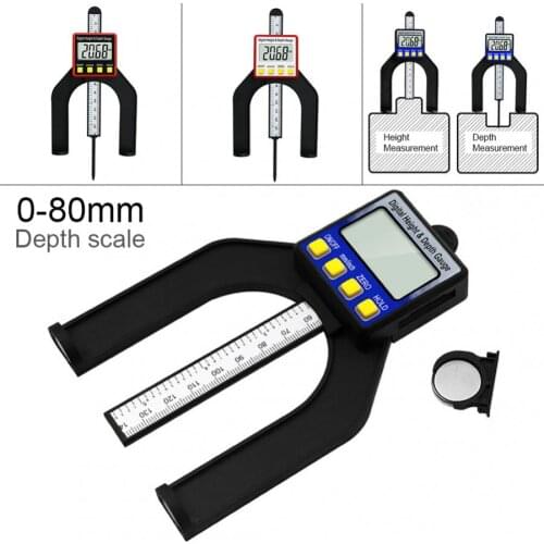 0-80mm Digital Depth Gauge Thickness Gauge LCD Height Gauges Calipers with Magnetic Feet for Woodworking Measuring Tools