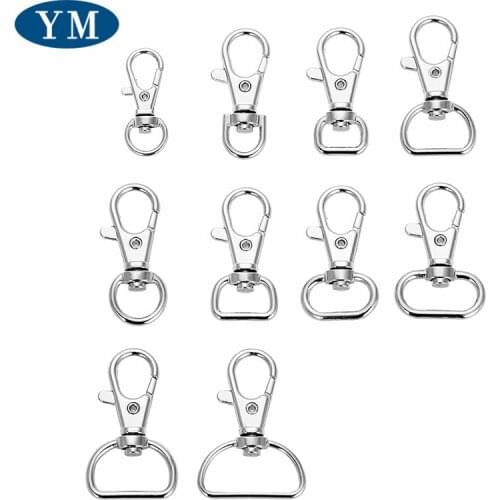 10 Pcs/pack Metal Carabiner Clip Swivel Trigger Dog Buckle KeyRing KeyHooks retaining ring DIY Craft Lobster Clasp 6 Sizes