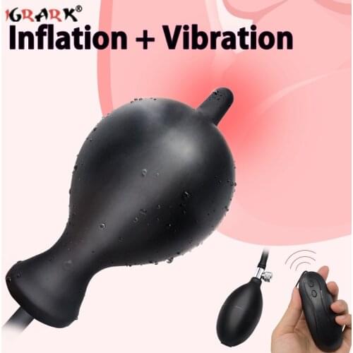 10 Speed Inflatable Anal Vibrator For Women G-Spot Stimulator Dilator Big Dildo Butt Plug Sex Toy For Men Prostate Massager