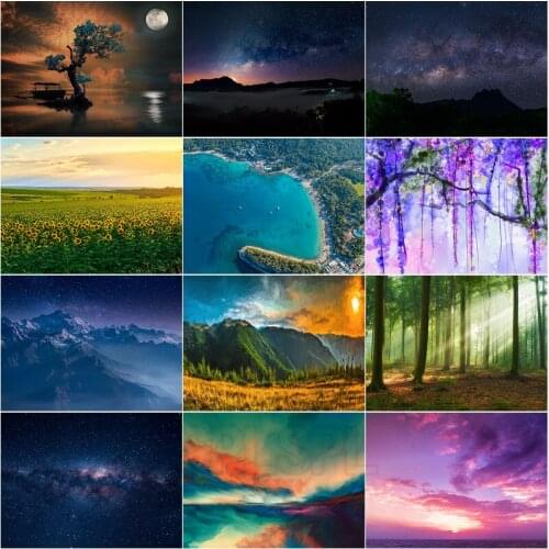 5D Diamond Painting Landscape Blue Sea Green Forest Sunflower Starry Sky Snowy Mountain Bedroom Living Room Entrance Poster