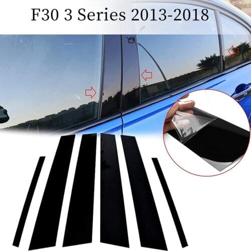 6Pcs For-BMW 3 Series F30 2013-2018 Pillar Post Cover Trim, Glossy Black Car Door Window Pillar Post Cover Molding