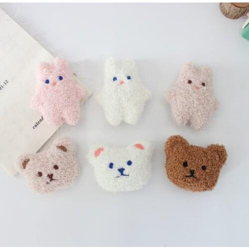6PCS/Lot Plush Bear Doll And Bunny Patches Applique Crafts For Girl Garment Accessories And Bag Decoration