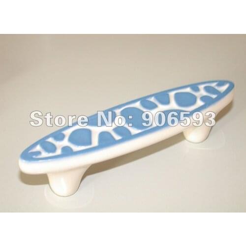 6pcs lot free shipping sweet blue speckle cartoon cupboard handle