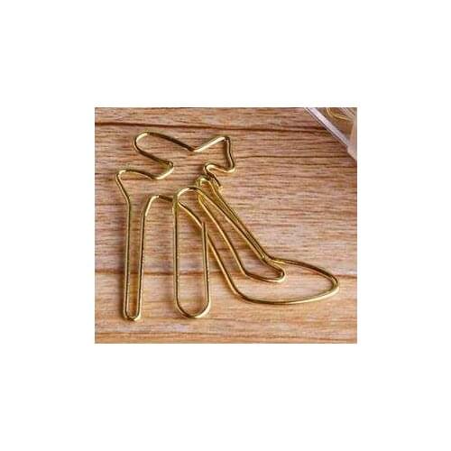 8pcs Elegant Paper Clip Shape Paper Clip Cartoon Paper Clip Pink Pin Golden Hand Clip