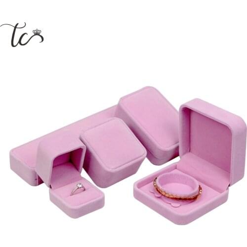 Velvet Pink Jewelry Gift Box Necklace Holder Earrings Showing Box Jewelry Container