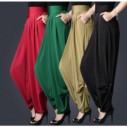 Summer fashion large size elastic waist anti-wrinkle loose wild pure color carrot pants harem pants lantern pants female summer