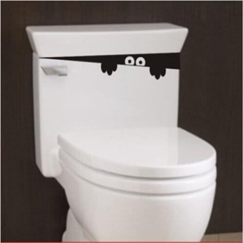 Black Funny Toilet Seat Wall Sticker Bathroom Car Tank Window Home Decor Cartoon Bathroom Wall Stickers Slef-adhesive