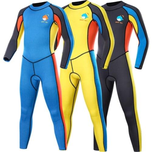 Kids Swimsuit 2MM Neoprene Wetsuit Children Keep Warm One-piece Long Sleeves Diving UV protection Swimwear