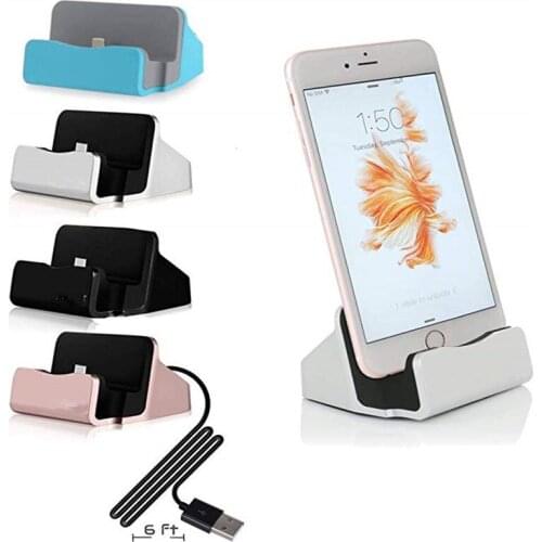 For IOS Type C Micro Phone Docking Station USB Charging Base Sync Cradle Wireless Charger Stand For iPhone 6 7 8 Samsung Huawei