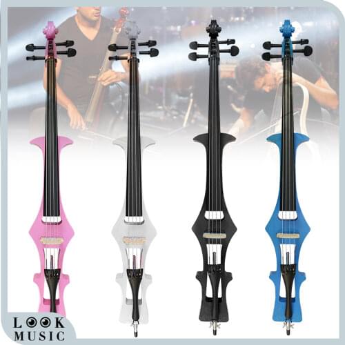 Electric 4/4 Full Size Solid Wood Cello Violoncello 4/4 Electric Cello Preamp Electric Silent Cello W/Rosin+Bow+Cable+Gig Bag