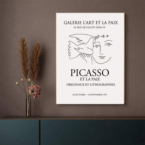 Picasso Line Sketch Abstract Human Face Wall Art Canvas Painting Nordic Posters and Prints Wall Pictures for Living Home Decor