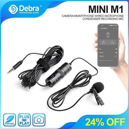 Debra M1 Condenser Lavalier Recording Microphone For Smartphone, DSLR, Youtube Video Recording