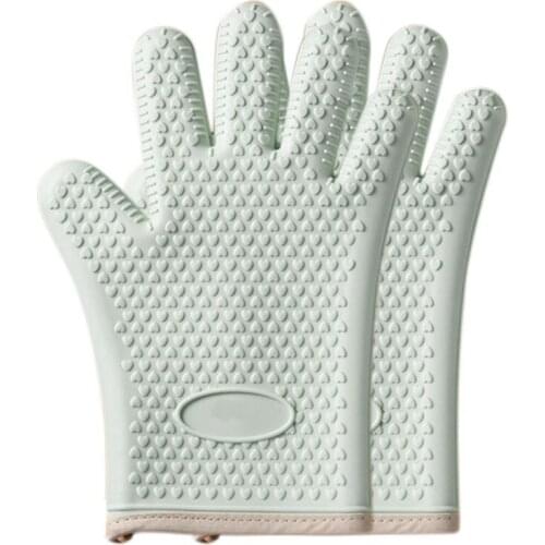 Kitchen Silicone Heat-Insulating Gloves, Non-Slip, Heat-Resistant Baking, Microwave Oven and Hot-Proof Gloves