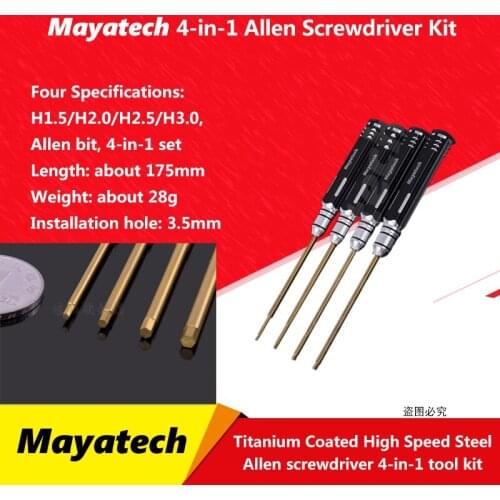 Mayatech RC Tools 4 pcs hex screw driver set titanium plating hardened 1.5 2.0 2.5 3.0mm screwdriver For Rc helicopter Rc toys