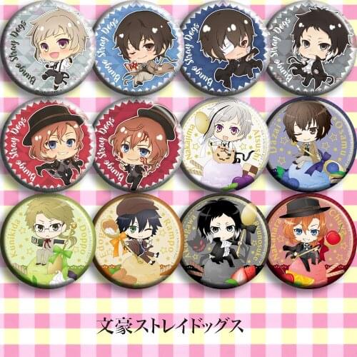 Cartoon badge 58mm bungou stray dogs Atsushi dazai osamu Brooch Icons Broche