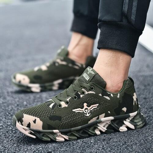 Mens Plus Size Outdoor Mesh Sneakers Military Work Casual Shoes Men Camouflage Army Breathable Walking Shoes Trainers 35-44